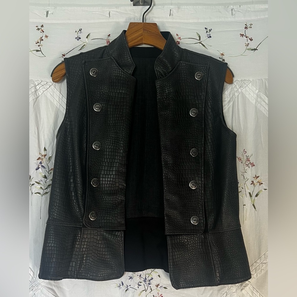 Tidal Cool Black Croc-Embossed Sleeveless Jacket/Vest